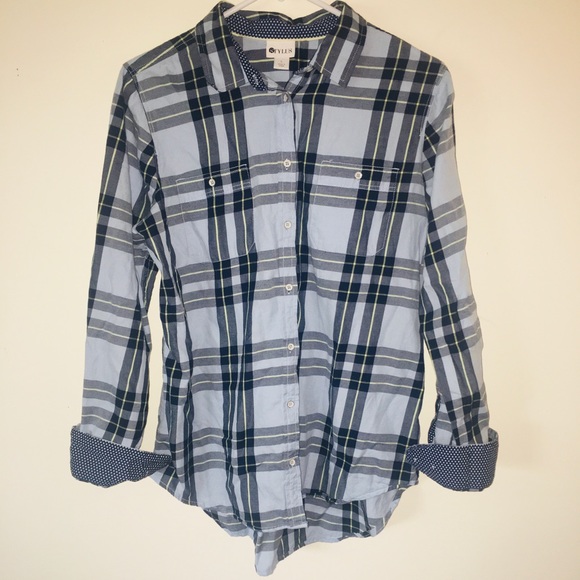 Stylus Blue Plaid Button Down Shirt Size L - Picture 2 of 5